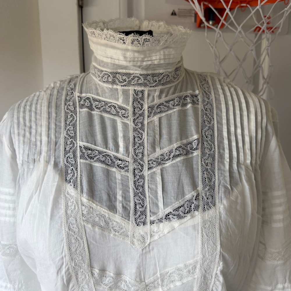Polo Ralph Lauren Cream Lace Pintuck Edwardian Maxi Dress Vintage Style Size 4 - Picture 4 of 16